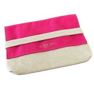 GUERLAIN Pink & Beige Canvas Makeup Cosmetic Bag / Pouch / Case, Brand NEW!!